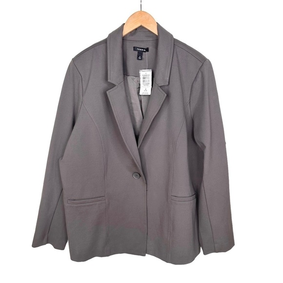 NWT Torrid gray single-button jacket Ponte knit blazer 3x Plus Career office - Picture 1 of 14